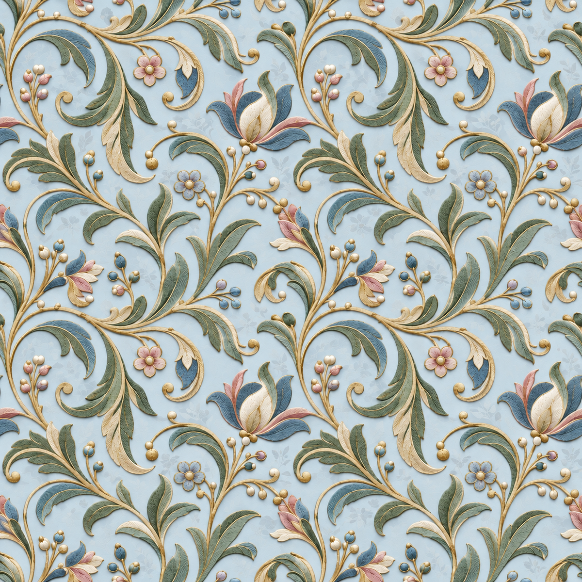 Sky Pearl | Luxury Floral Fabric