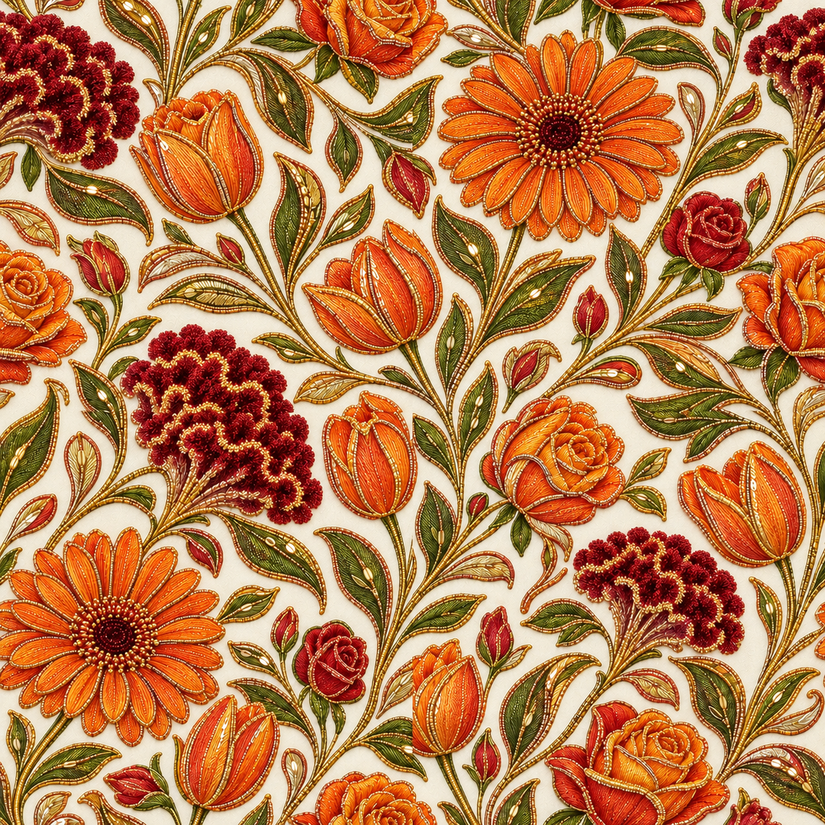 Amber Glow | Luxury Floral Fabric