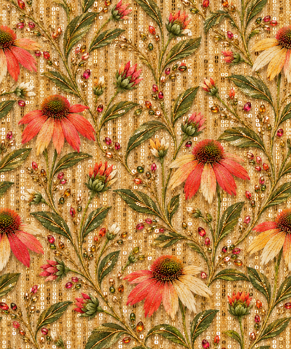 Golden Heritage Bloom | Luxury Floral Fabric